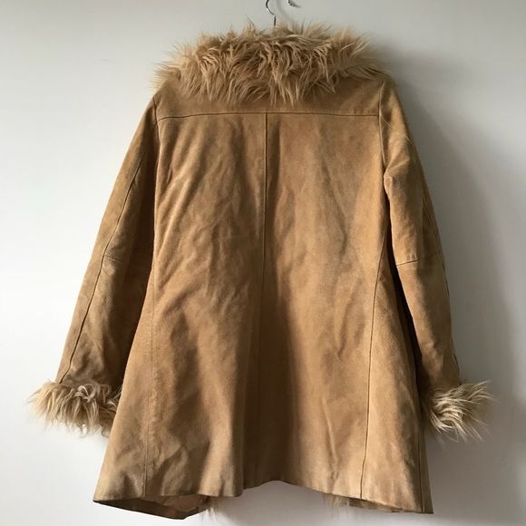 WILSONS LEATHER ~ Vintage Tan Fur Leather Penny Lane Coat - Picture 5 of 7